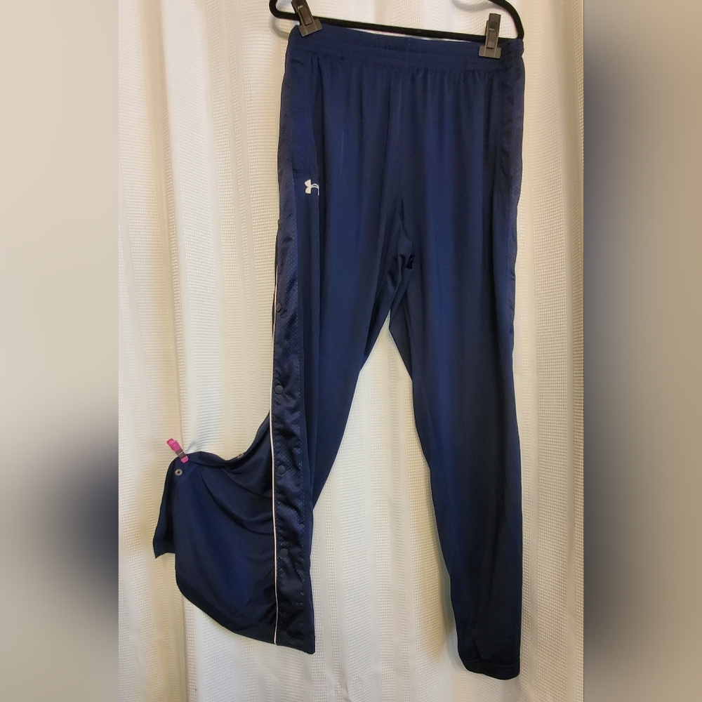 Under Armour Men's XL Dark Blue "Tear-Away" Snap Basketball Warm-Up Pants
